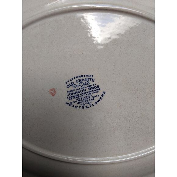 Staffordshire Old Granite Platter by Johnson Brothers called Hearts & Flowers - Picture 3 of 3
